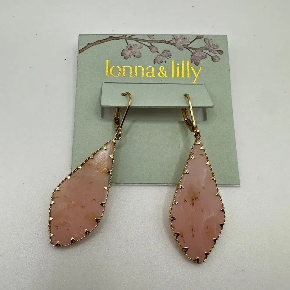 NWT Lonna & Lilly Pink kite shaped, gold tone‎ dangle earrings!